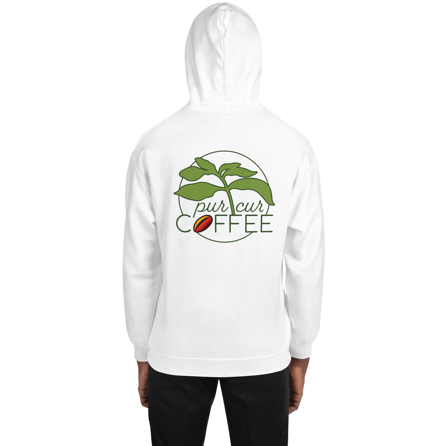 Unisex Hoodie with Large Logo on the back and embroidered logo on the left upper chest.